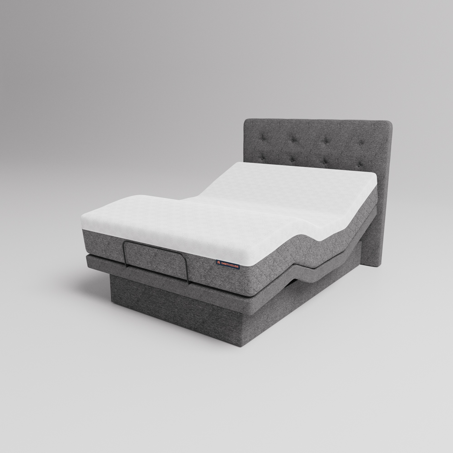 Adjustable bed with a sleek dark gray frame