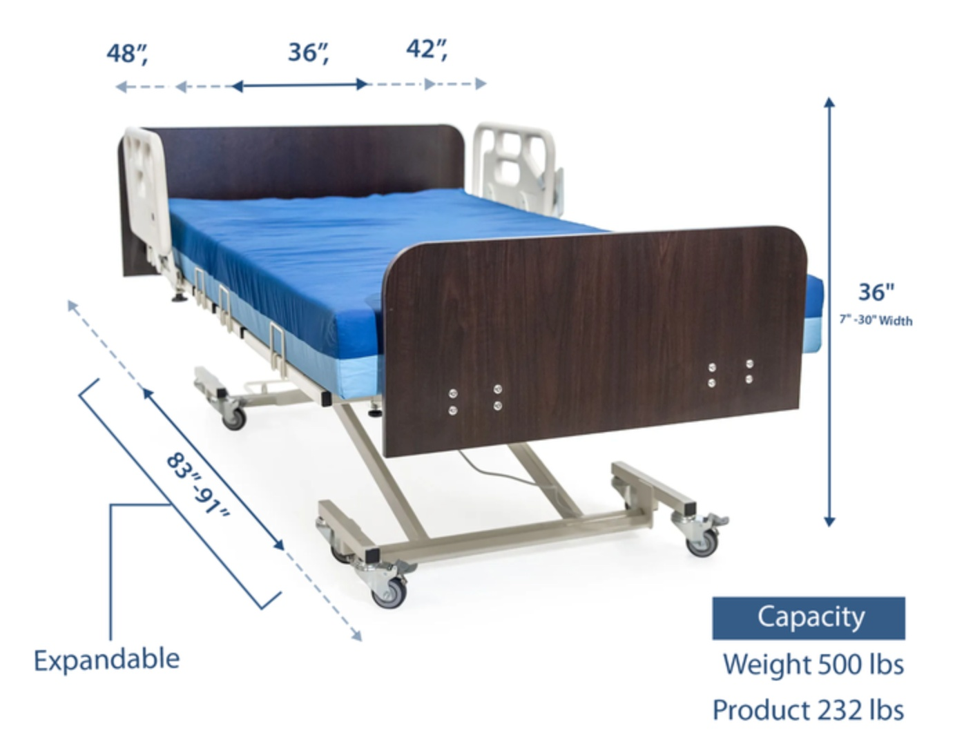 Medacure Expandable Ultra Low and Hi-Low Hospital Bed.