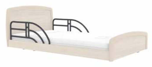 Accora Side/Assist Rail Options on an adjustable hospital bed for homecare, ideal for hi-low functionality.