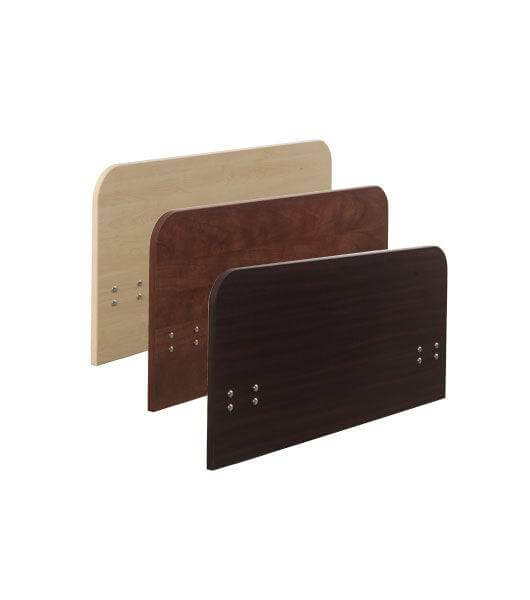 Medacure Lincoln Expandable Bariatric Bed LX-BARI side panels in light wood, dark wood, and cherry wood finishes.