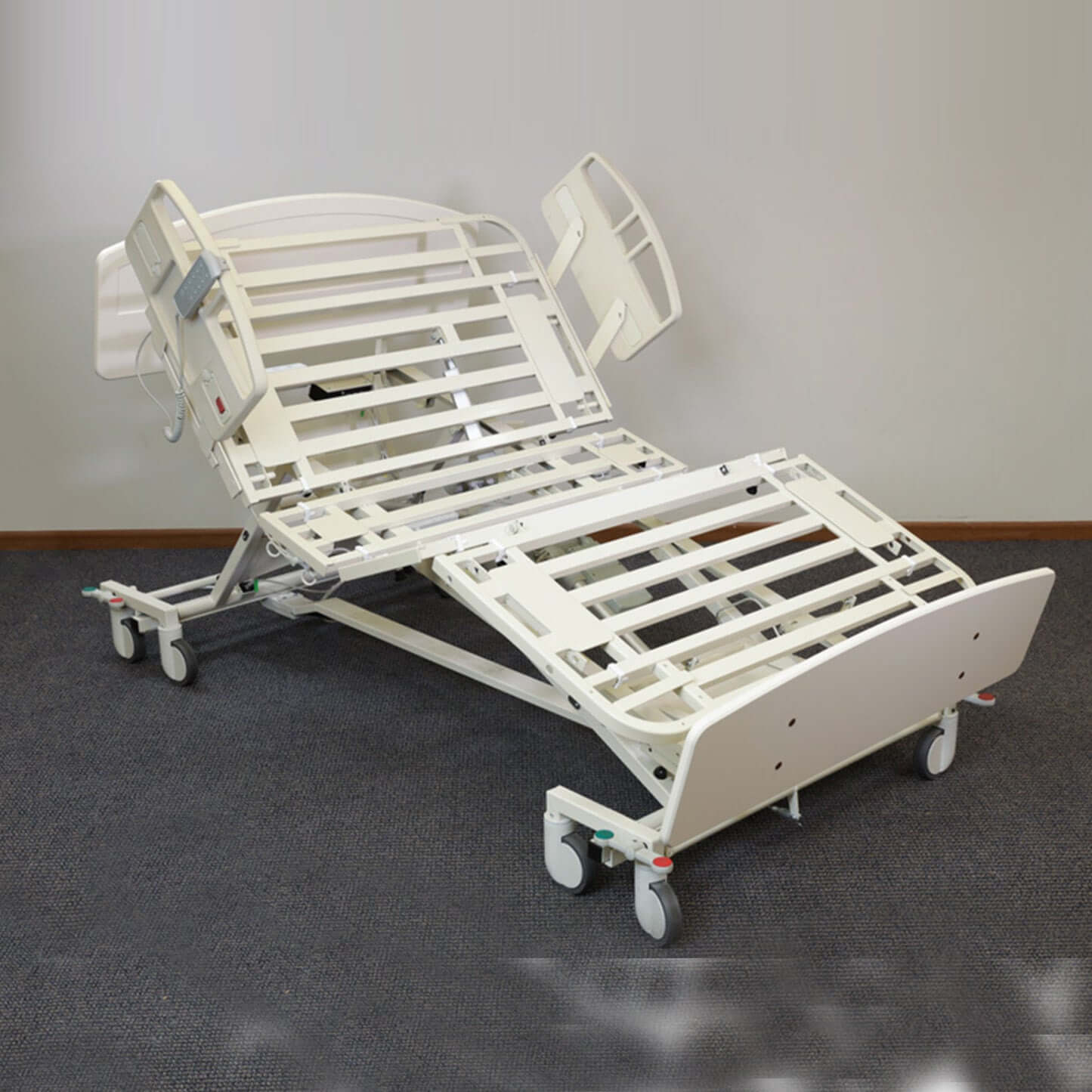NOA Expandable Bariatric Hospital Bed in adjustable and hi-low positions, designed for homecare and hospital use.
