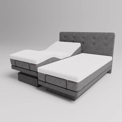 Split King Dawn House Hi-LOW Adjustable Smart Homecare Bed frame in slate with foam mattress