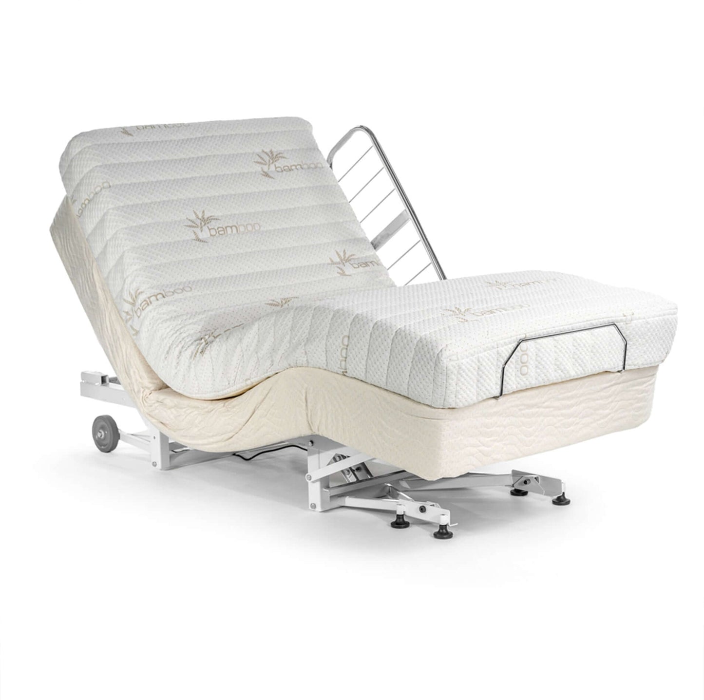 Transfer Master Supernal 5 Hi-Low Adjustable Bed in elevated position, showcasing adjustable features for homecare.