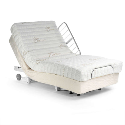 Transfer Master Supernal 5 Hi-Low Adjustable Bed in elevated position, ideal for homecare and hospital use.