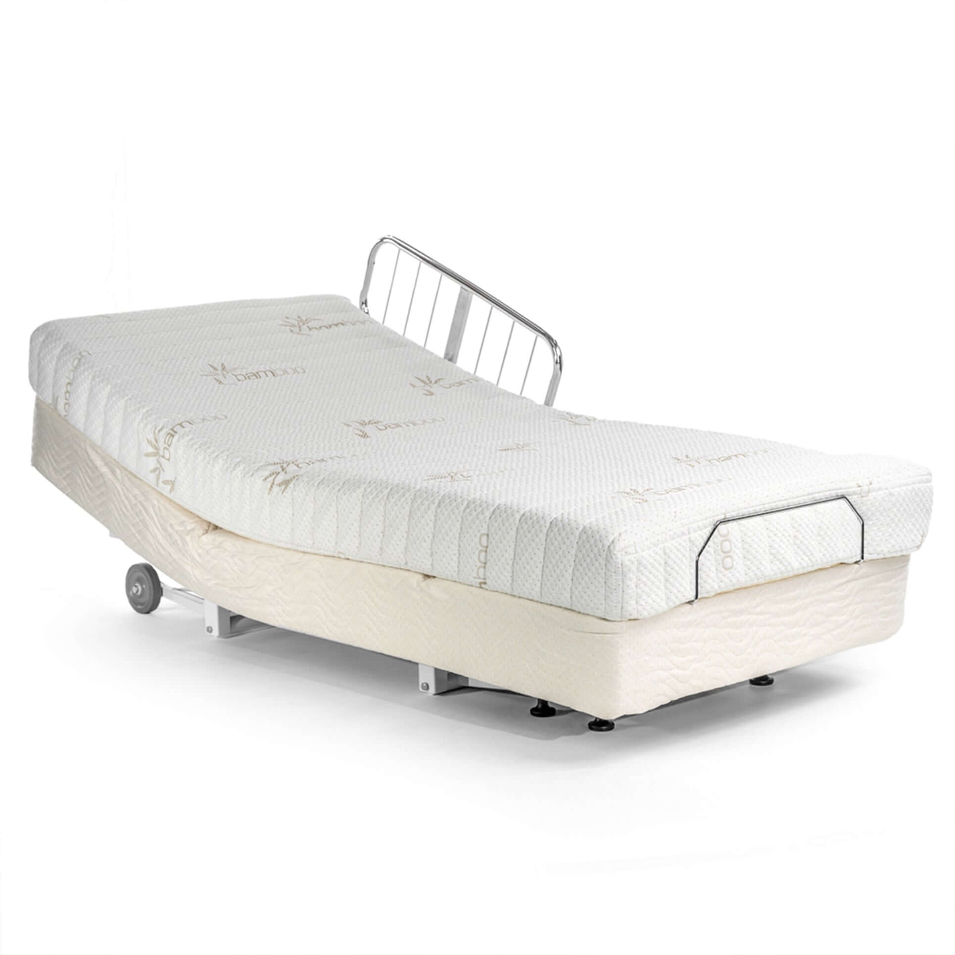 Transfer Master Supernal 5 Hi-Low Adjustable Bed with mattress, perfect for homecare and hospital settings.