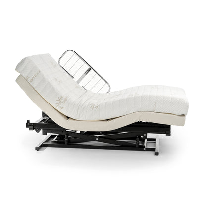 Transfer Master Supernal 3 Function Hi-Low Adjustable Bed with side rail in recline position