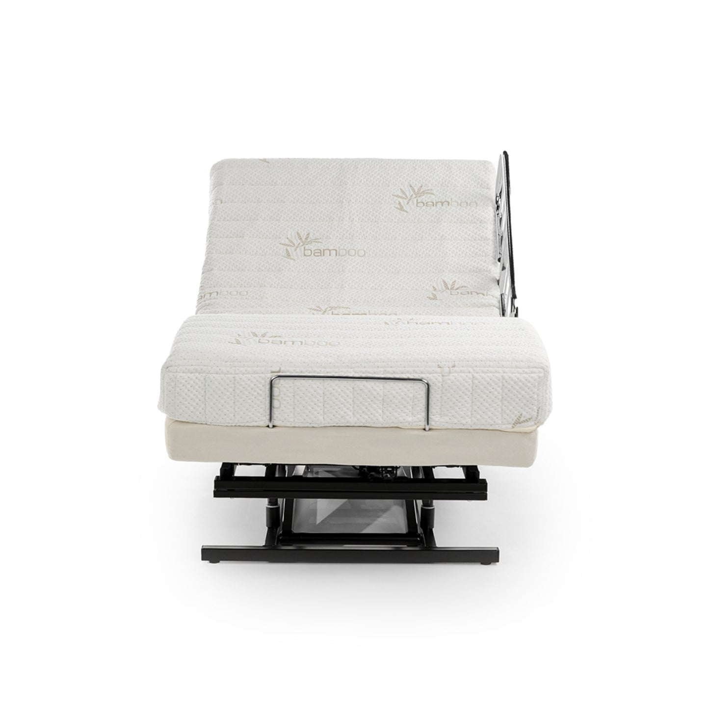 Transfer Master Supernal 3 Function Hi-Low Adjustable Bed with side rail in recline position