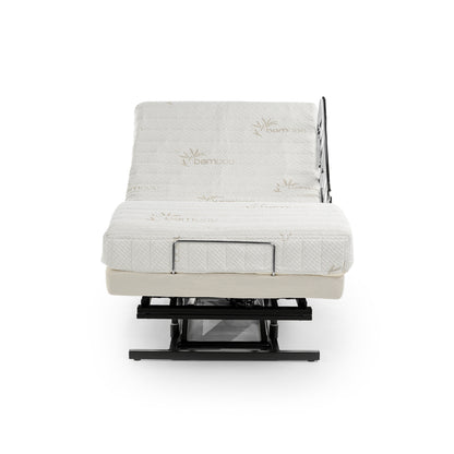 Transfer Master Supernal 3 Function Hi-Low Adjustable Bed with side rail in recline position