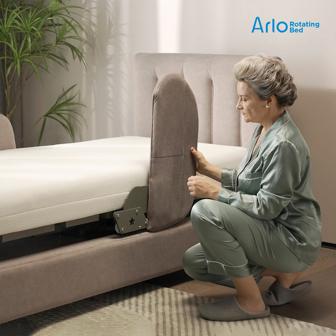 Arlo rotating hospital bed side support panel tilting the mattress for easier transfers