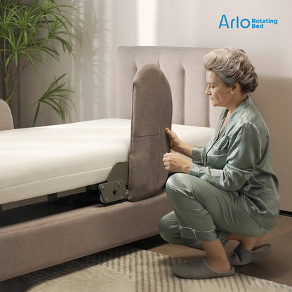 Arlo rotating hospital bed side support panel tilting the mattress for easier transfers