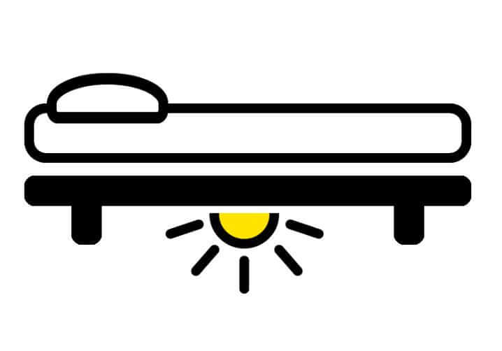 Underbed Lighting for hospital bed, homecare bed, adjustable bed, and hi-low bed to enhance safety and convenience.