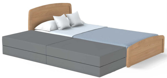 10" Safety Mat placed near a hospital bed, ideal for homecare bed, adjustable bed, and hi-low bed setups.