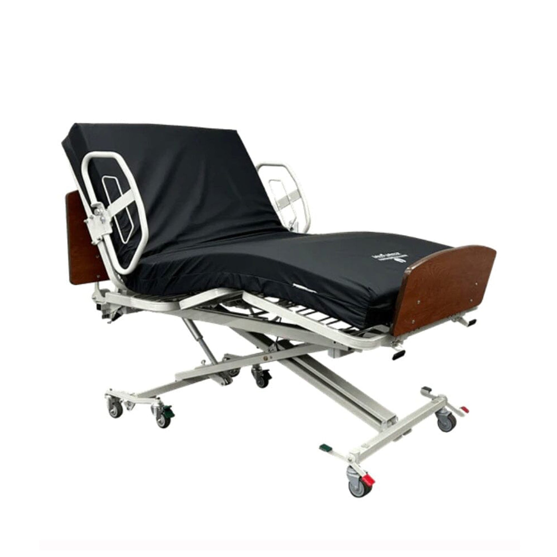 Med-Mizer RetractaBed Hospital Bed
with mattress and side rails in recline position