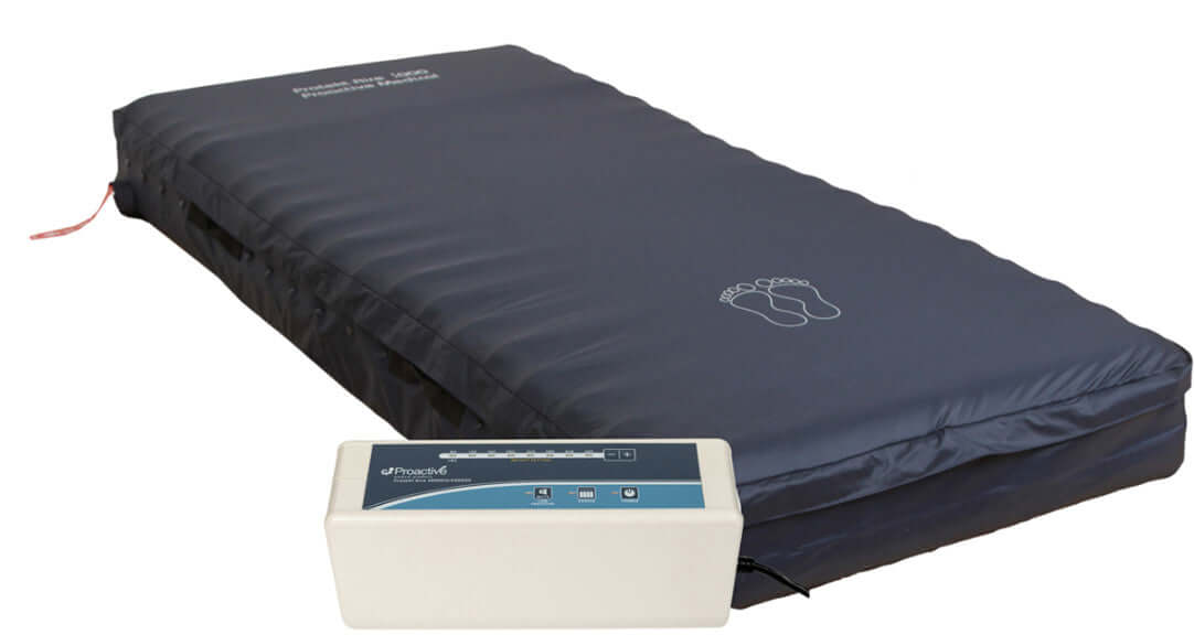 Alternating Pressure/Low Air Loss Mattress Options on adjustable bed for homecare and hospital bed use.