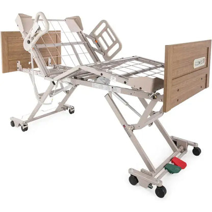 Zenith 7200 Slide Wide Hi-Lo Hospital Bed in adjustable position, designed for homecare and hospital use.